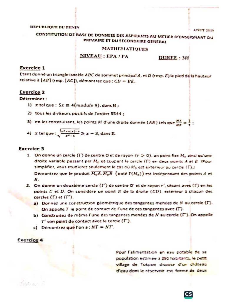 Maths Rev Test Ame 2022 | PDF