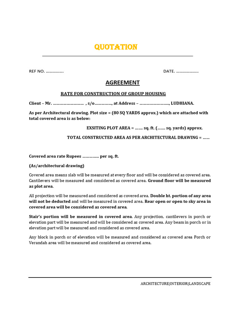 Civil Work Quotation For Group Housing | PDF | Door | Plaster
