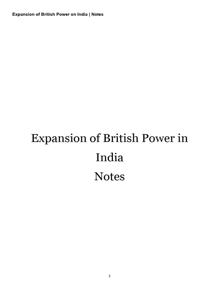 Expansion of British Power in India Ntes | PDF