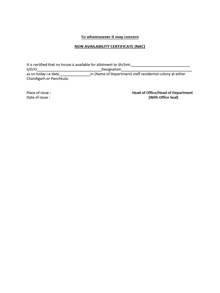 Nac Certificate | PDF