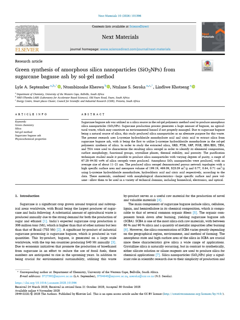 Green Synthesis of Amorphous Silica Nanoparticles (SiO2NPs) From ...