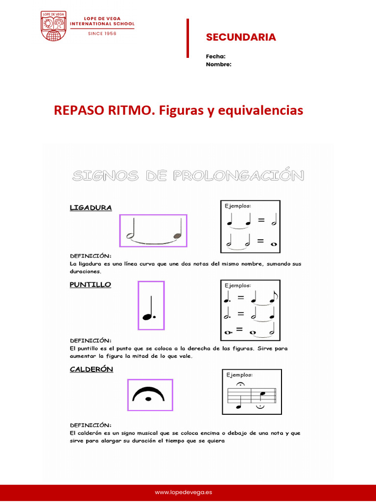 Ficha Ritmo ESO | PDF | Ritmo y medidor | Teoría musical