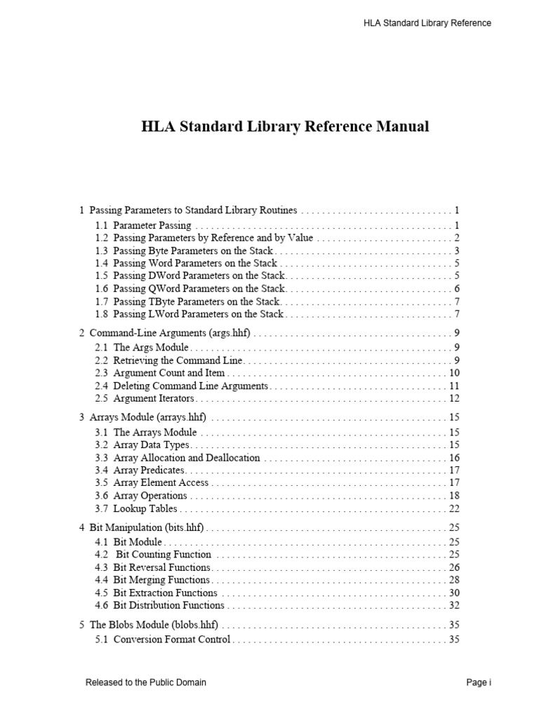 HLA Standard Library Reference Manual | PDF | String (Computer Science ...