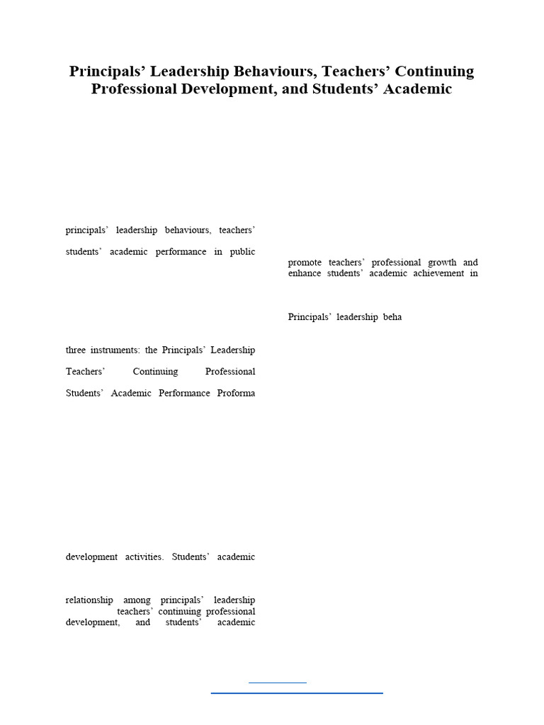 Principals' Leadership Behaviours, Teachers' Continuing Professional ...