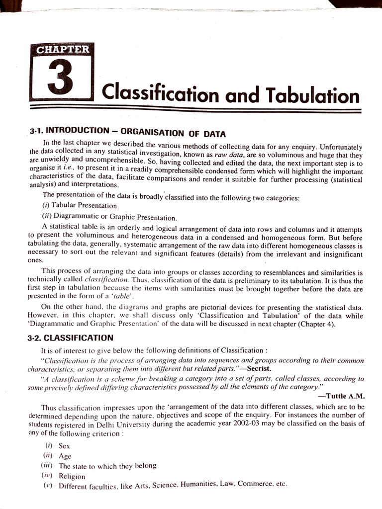 Classification and Tabulation | PDF | Data
