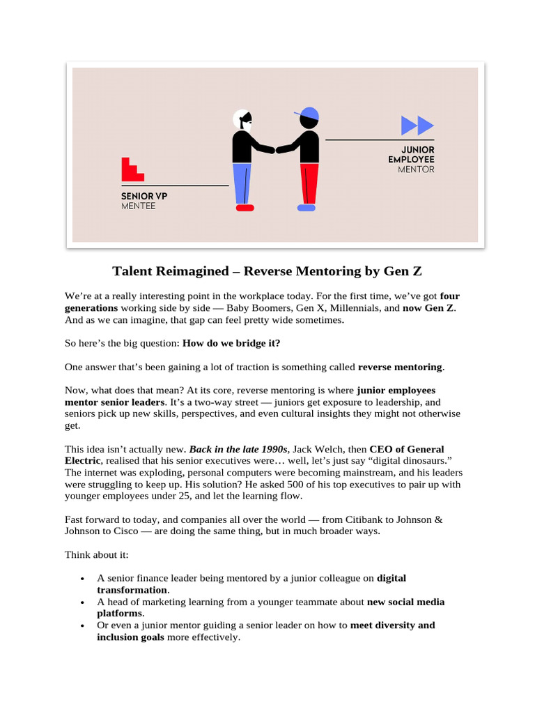 Reverse Mentoring by Gen Z | PDF | Mentorship | Recruitment