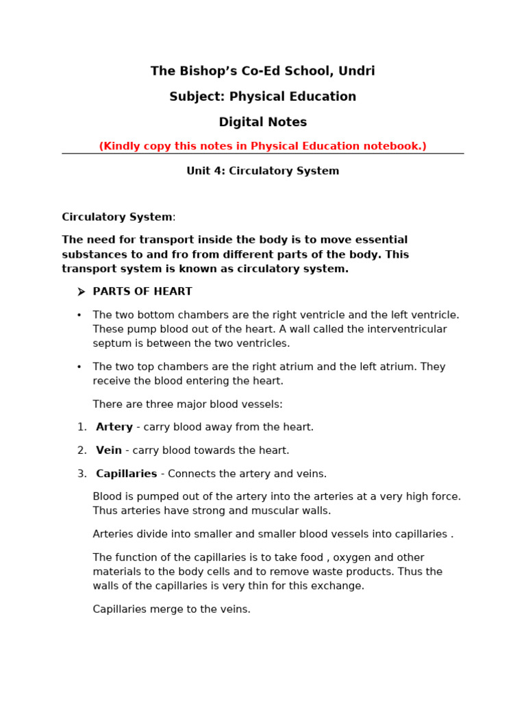 20112025020610circulatory System Notes 1 | PDF | Heart | Circulatory System