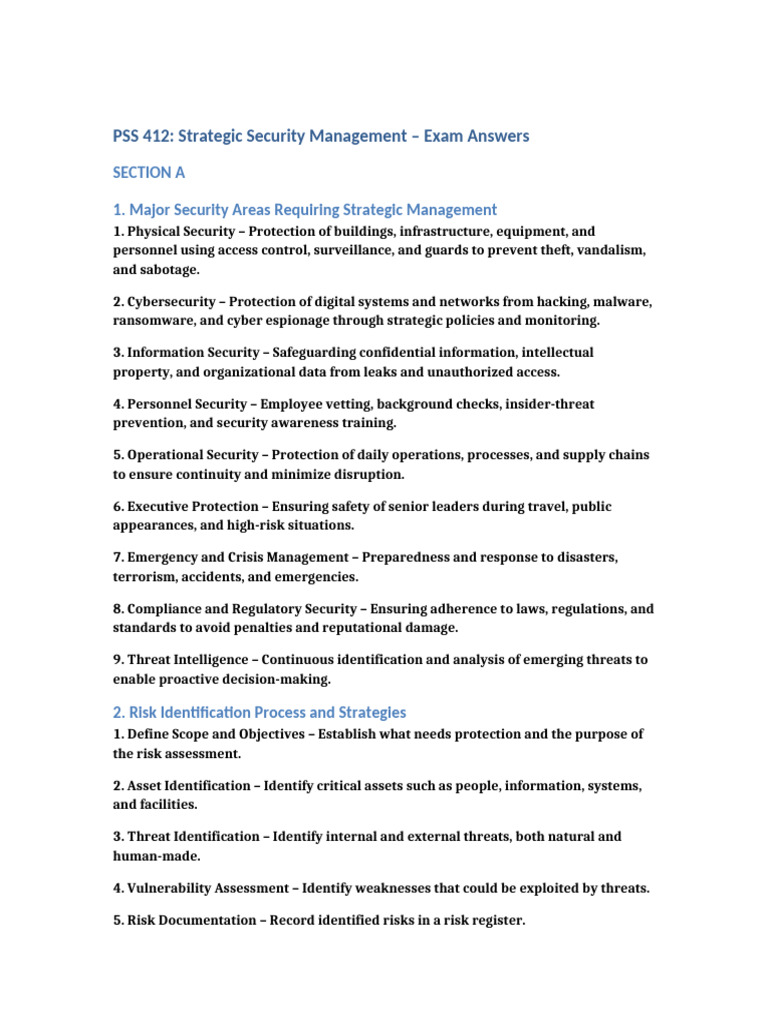 PSS 412 Strategic Security Management Bold Points | PDF | Computer ...