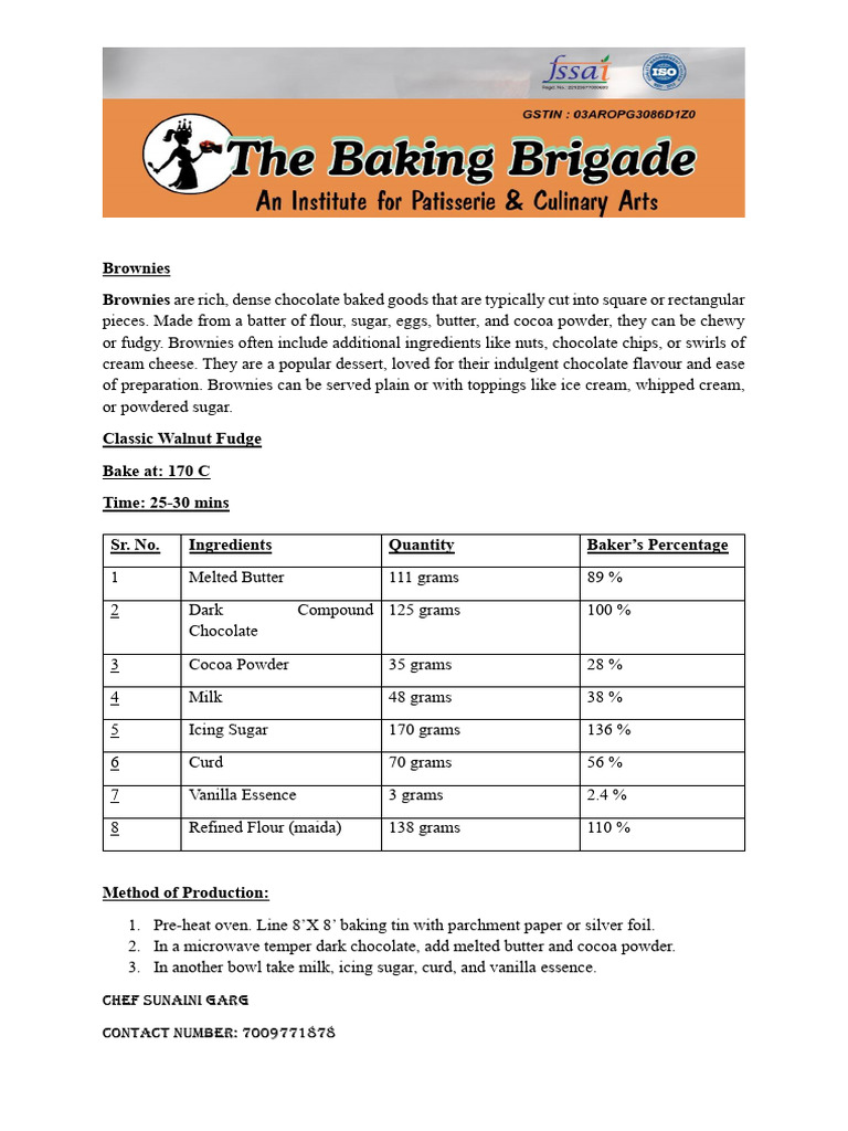 The Baking Brigade - Notes | PDF | Cakes | Baking