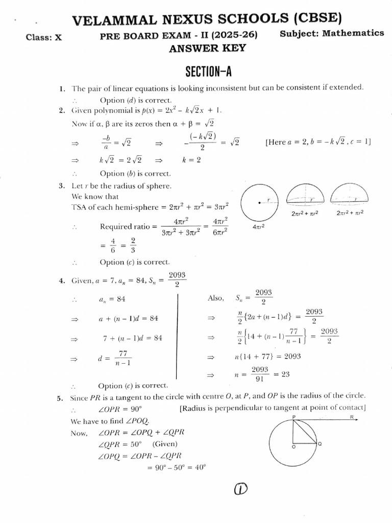 Class 10 Maths Pre Board 2 Ak | PDF