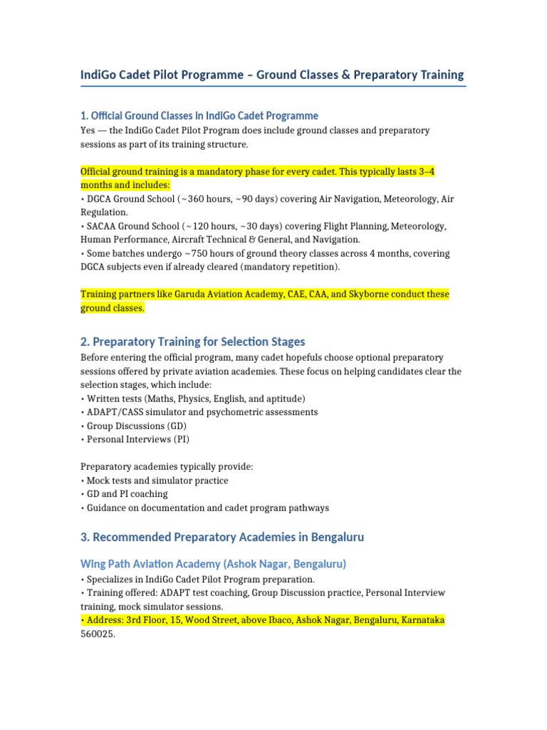 Ground Classes Preparatory Training | PDF | Aviation Safety | Aviation