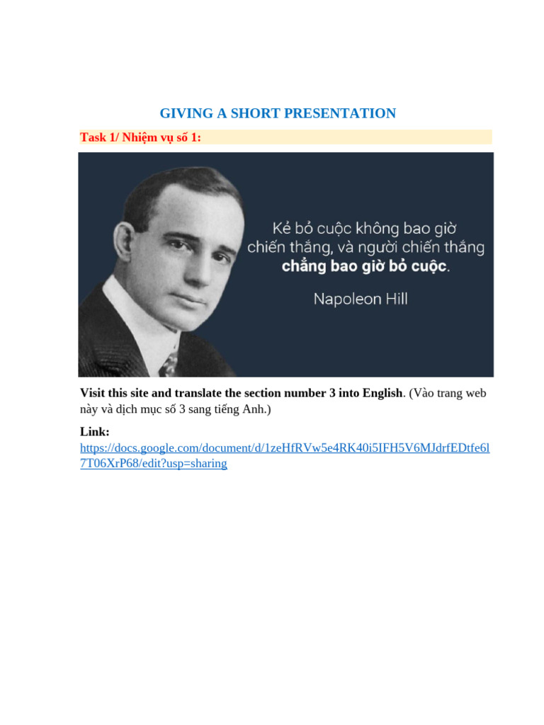4. Give a Short Presentation | PDF