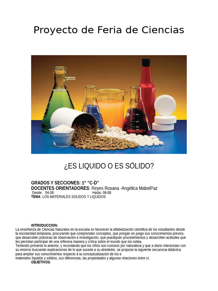Proyecto de Feria de Ciencias 1º | PDF | Aprendizaje | Enseñando