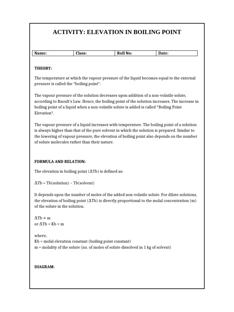 Activity Elevation in Boiling Point Class12 Designed | PDF
