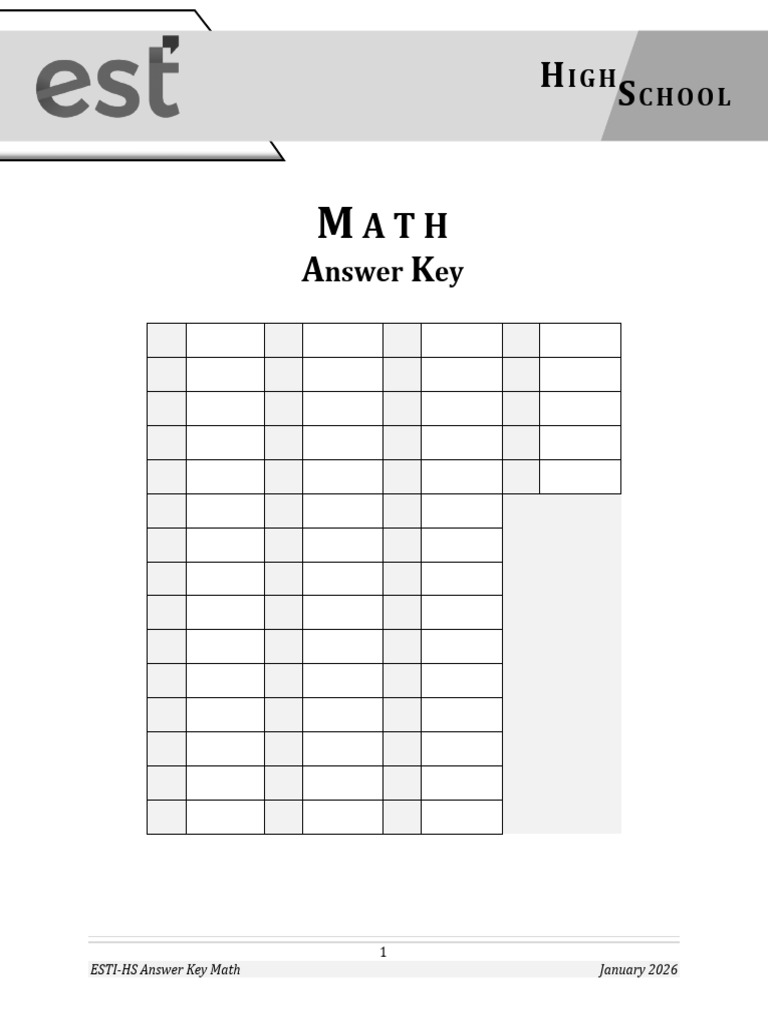 EST I HS Math Answer Key Jan 2026 | PDF