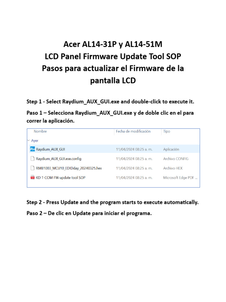 FW Update Tool SOP_EN_ES | PDF