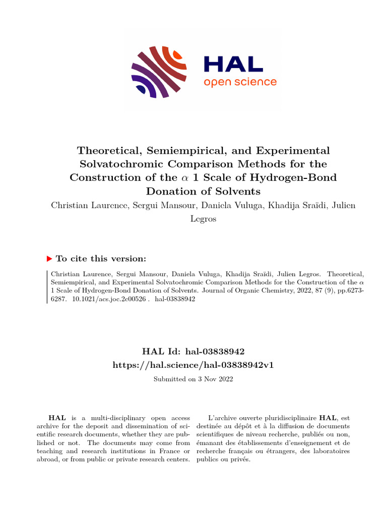 C. Laurence - Theoretical, Semiempirical, And Experimental ...