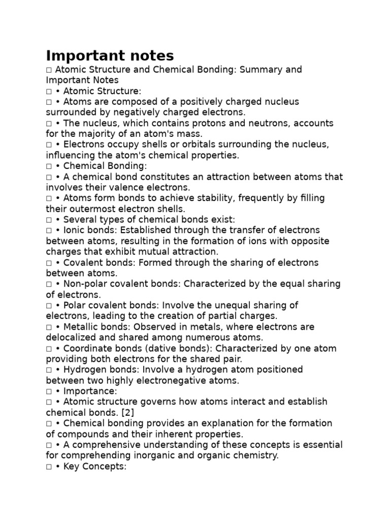 Important Notes | PDF