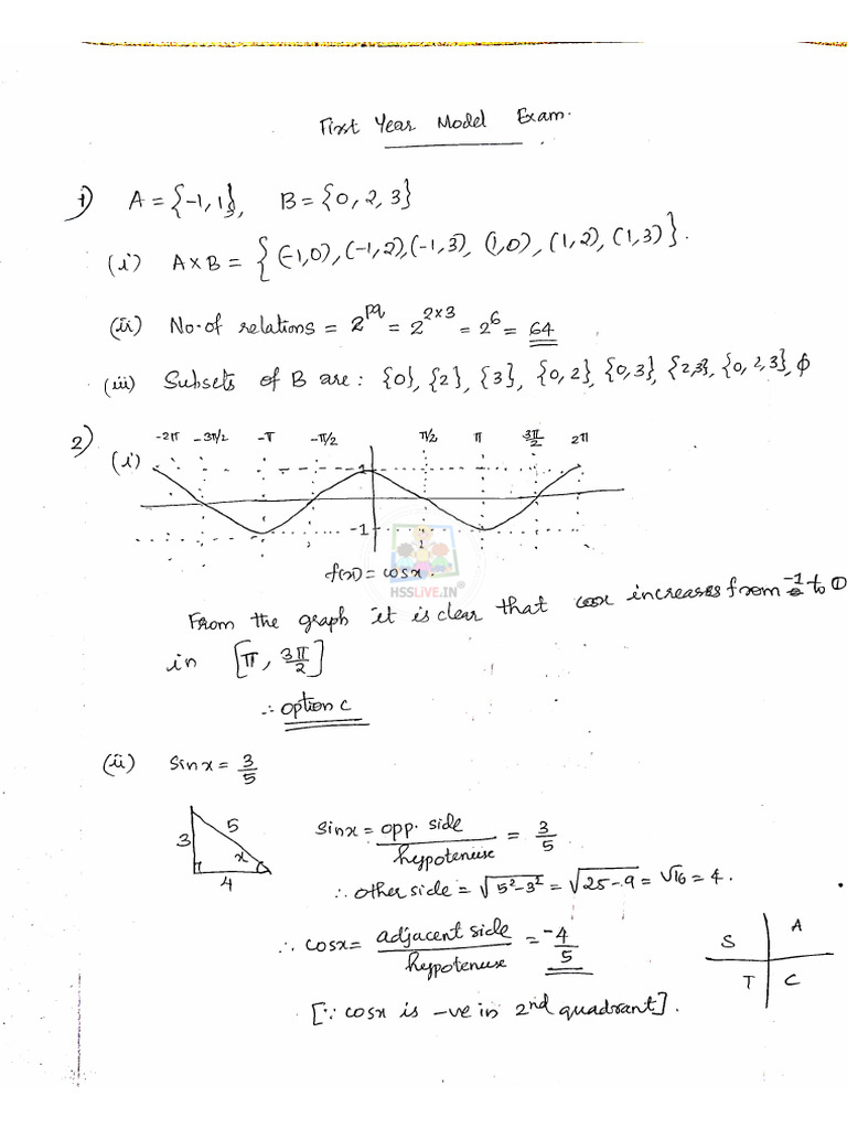 Hsslive Xi Maths Sc Key Anoop Model Feb 2024 | PDF