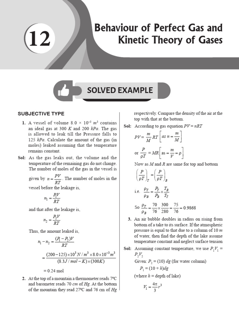 12 Behaviour of Perfect Gas and Kinetic Theory of Gases | PDF | Gases ...