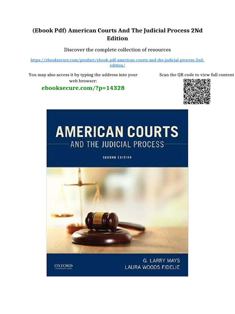 (eBook PDF) American Courts and the Judicial Process 2nd Edition Full ...