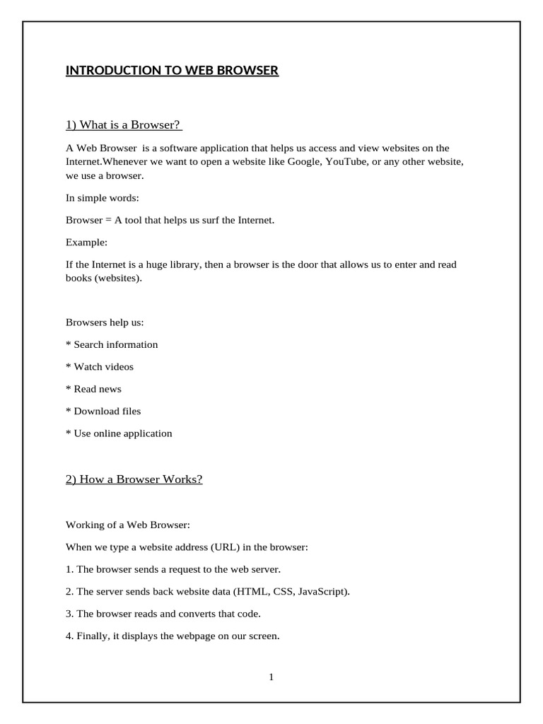 Introduction To Web Browser | PDF | World Wide Web | Internet & Web