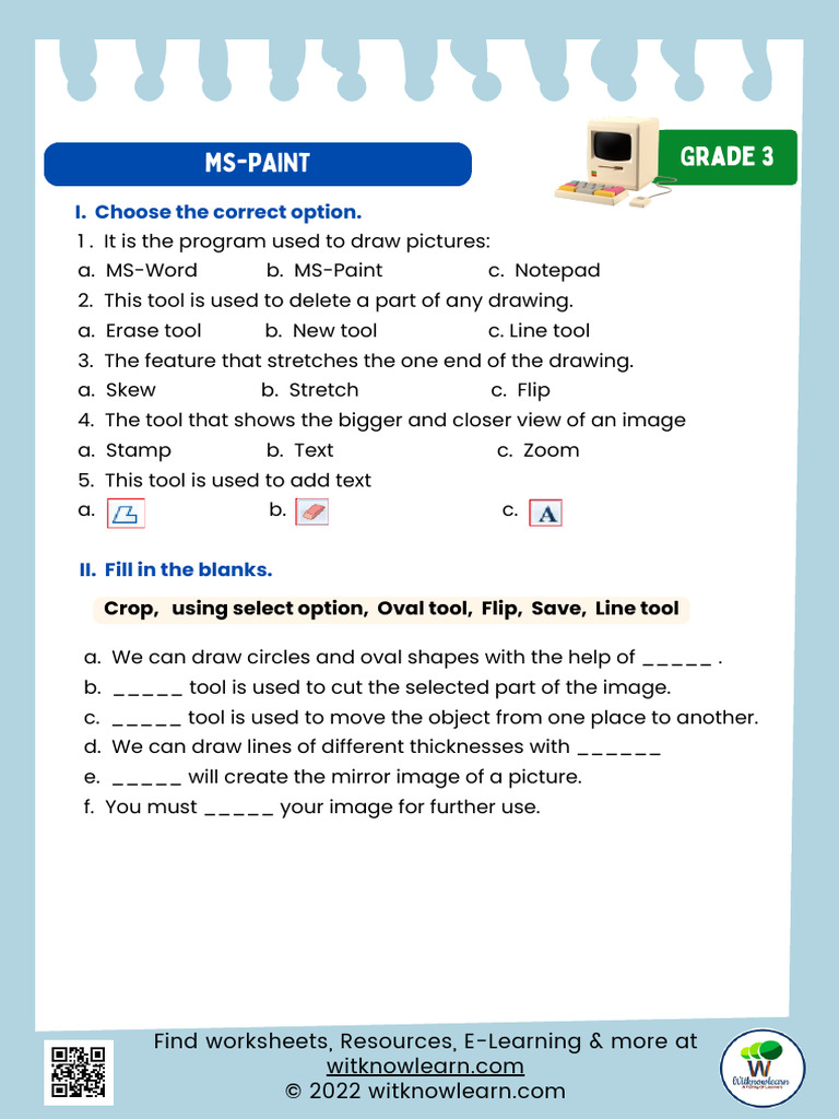 MS Paint Worksheet | PDF