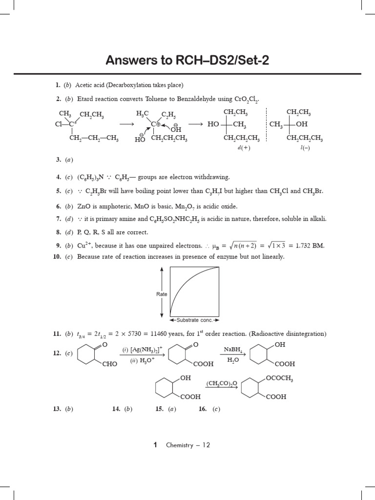 Chemistry 12 (DS2) Set 2_Answers | PDF | Chemical Polarity ...