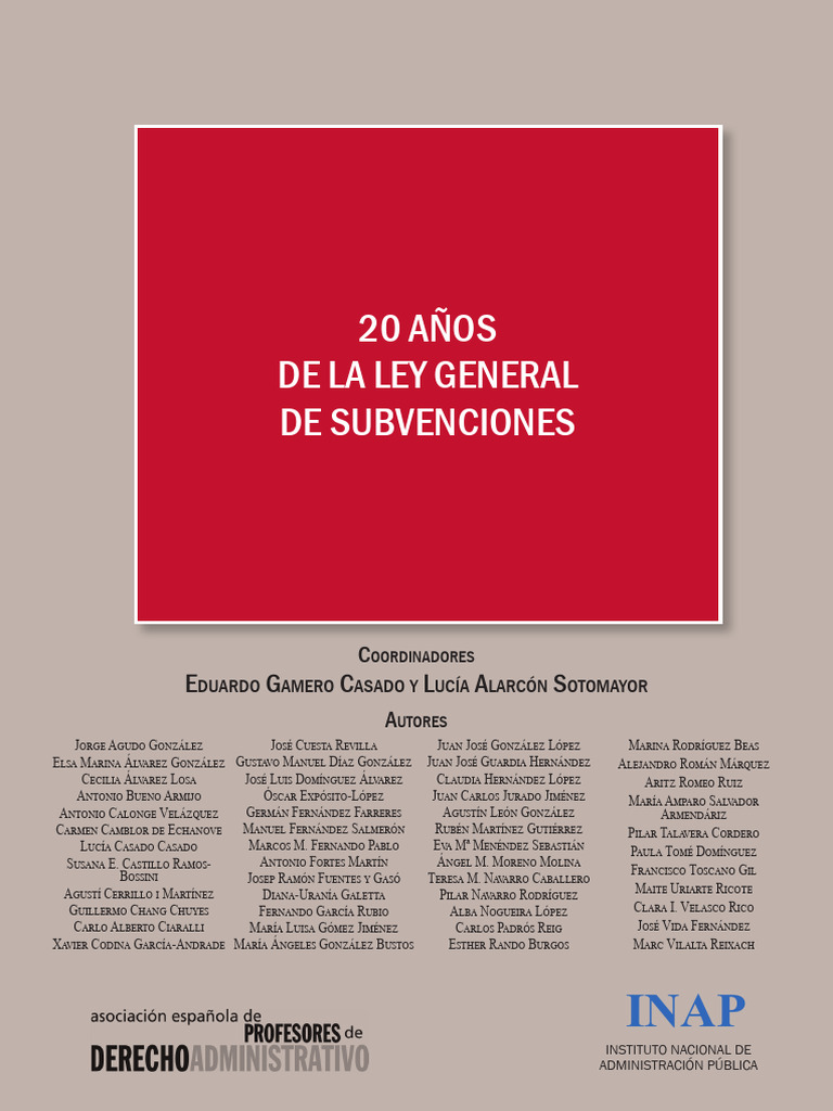 20 Años de La Ley General de Subvenciones | PDF | Otorgar dinero ...