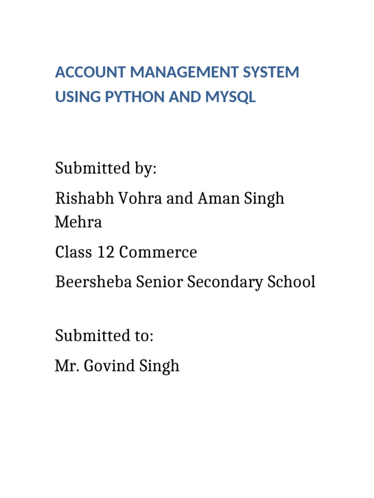 Account Management System Final Project | PDF | My Sql | Databases