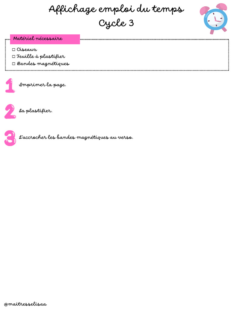 Emploi Du Temps Cycle 3 | PDF