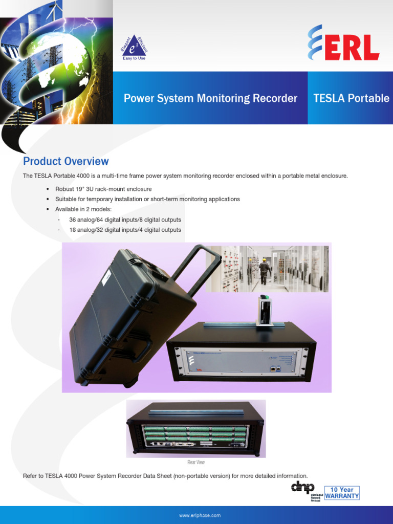 TESLA 4000 Portable Power System Recorder Ds | PDF | Electric Power ...