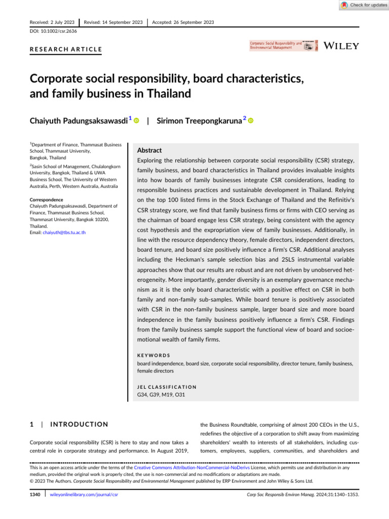 Corporate social responsibility board characteristics and family | PDF ...