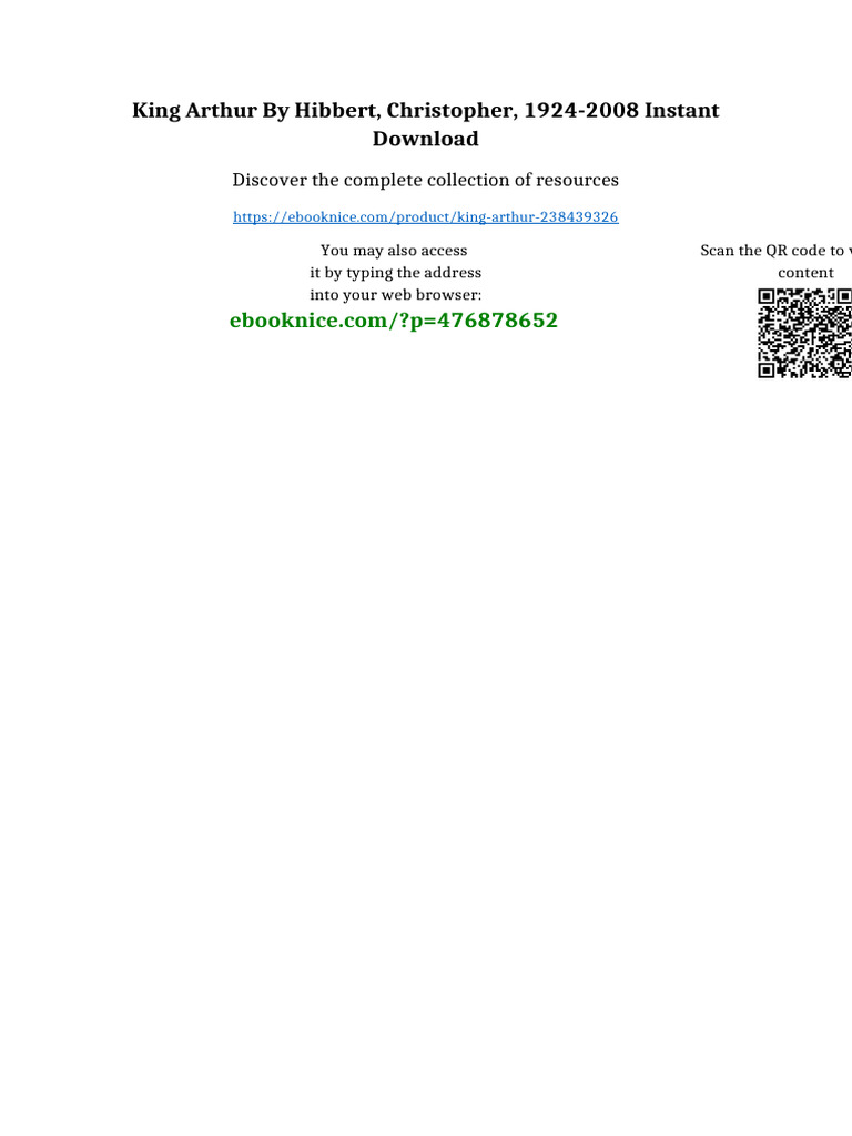 King Arthur By Hibbert Christopher 1924 2008 Instant Download Full Pdf 