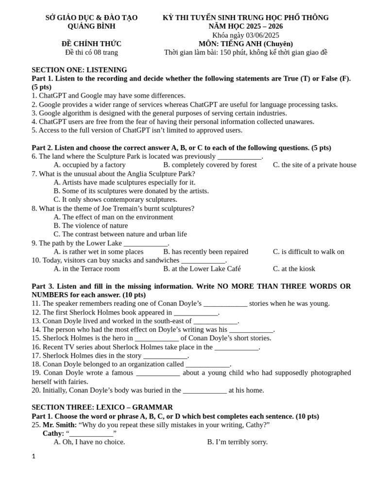 Test 32 Lớp 9 Chuyên | PDF | Cognition | Neuroscience