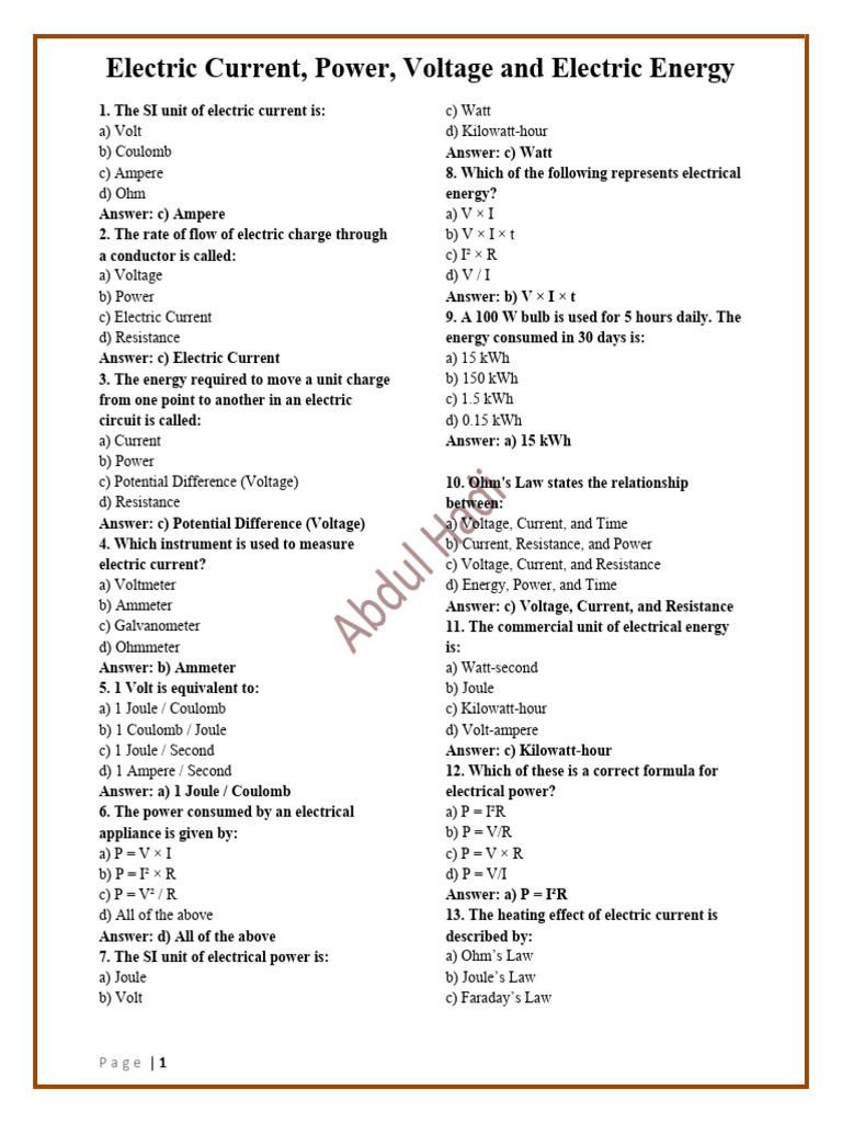 Electric Current Etc - 095407 | PDF | Voltage | Electric Current