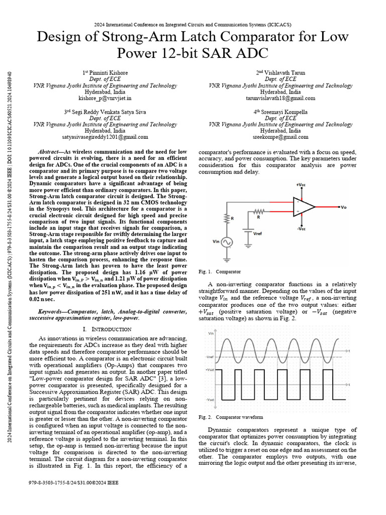 Design of Strong-Arm Latch Comparator For Low Power 12-Bit SAR ADC ...