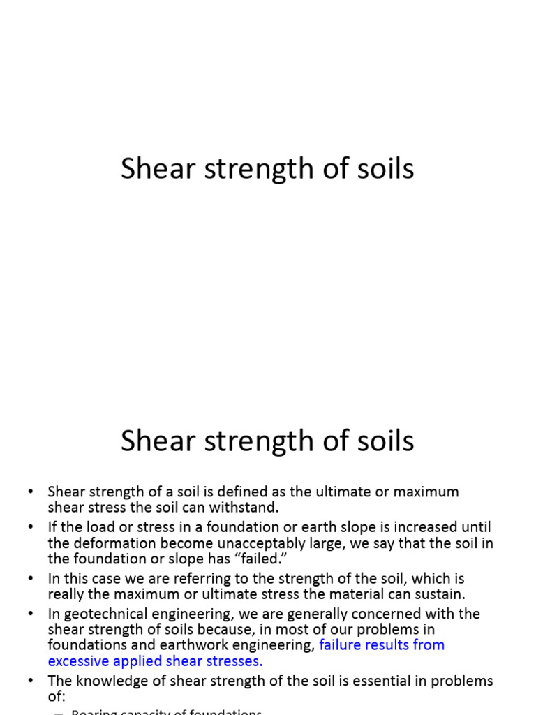 Shear Strength of Soils | PDF | Deformation (Engineering) | Applied And ...