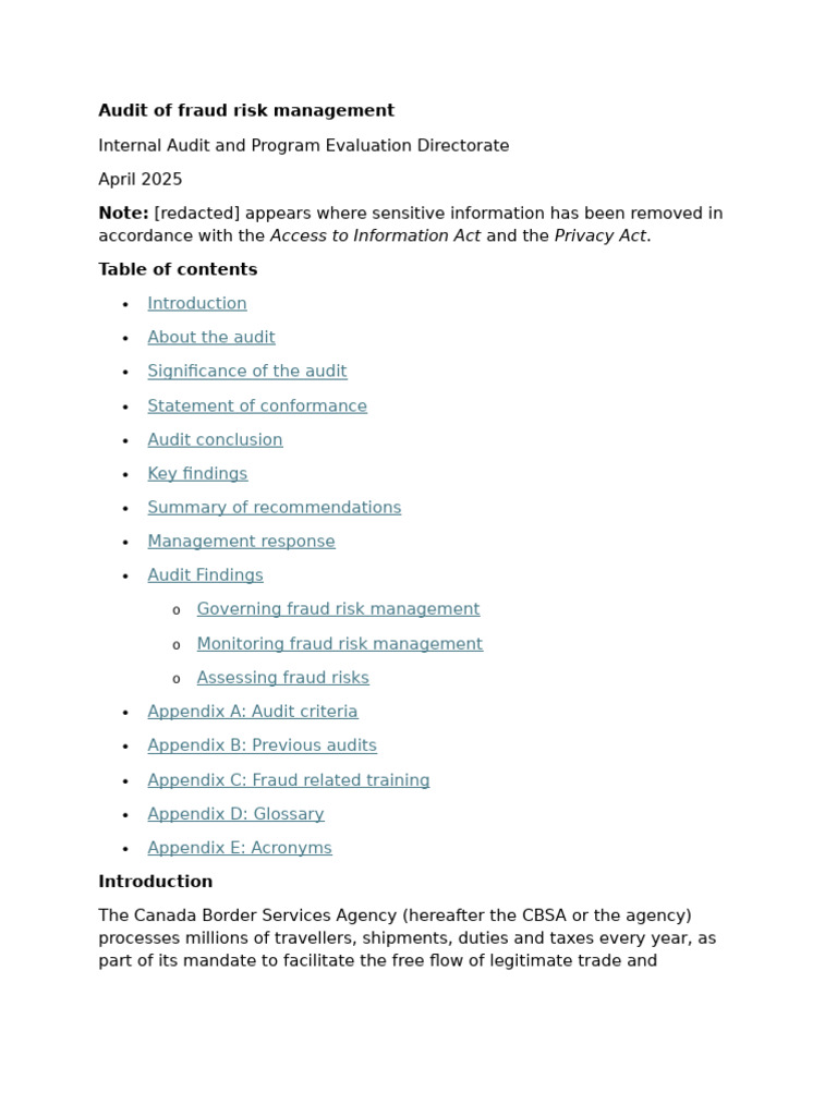 Audit of Fraud Risk Management | PDF | Audit | Internal Audit