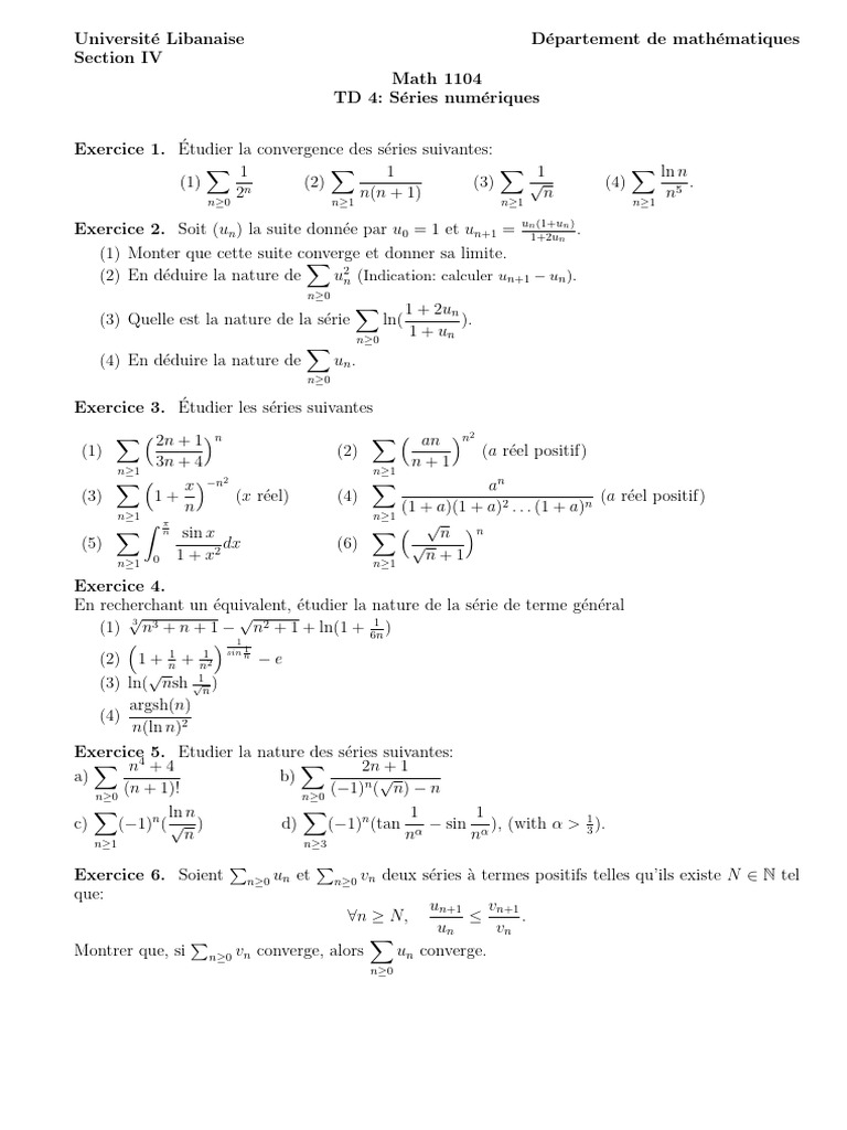 Td4 FR | PDF | Analyse mathématique | Mathématiques