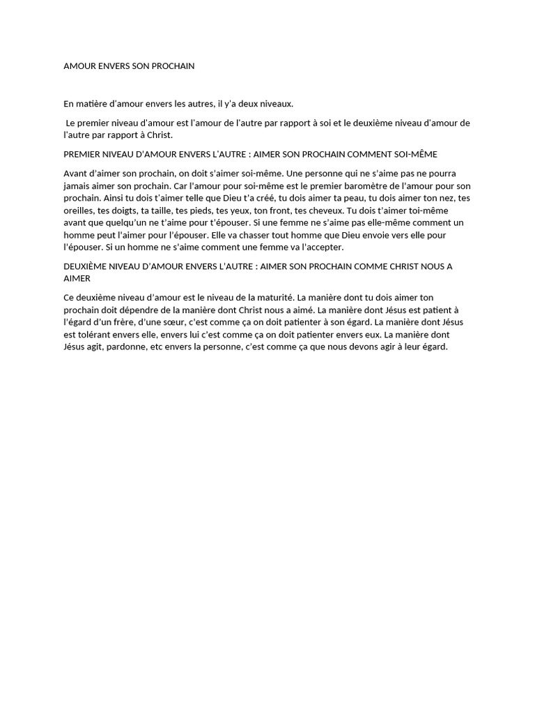 Amour Envers Son Prochain | PDF