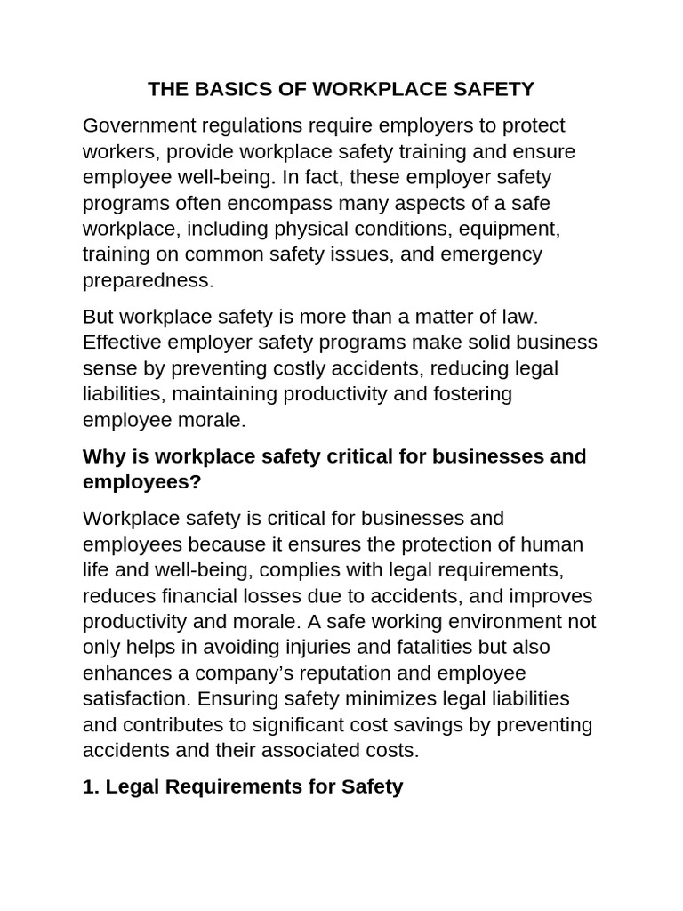 Workplace Health and Safety Notes 1 | PDF | Occupational Safety And ...