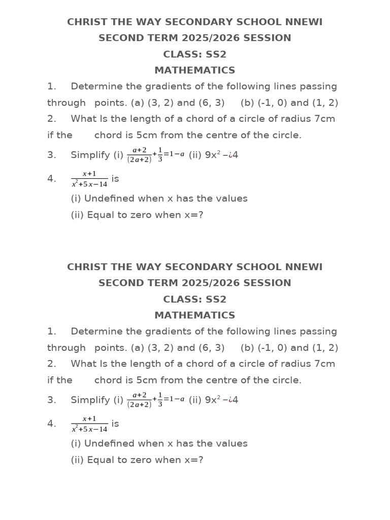 Christ The Way Math | PDF
