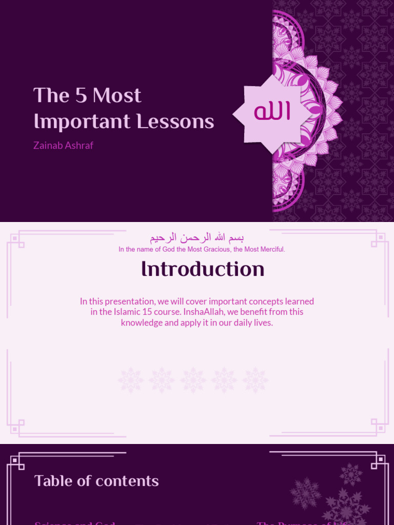 The 5 Most Important Lessons-Islamic 15 | PDF