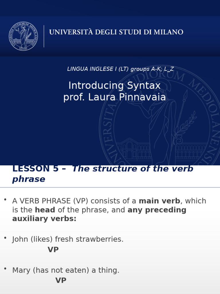 Lesson 5 - Verb Phrases | PDF | Verb | Grammatical Tense