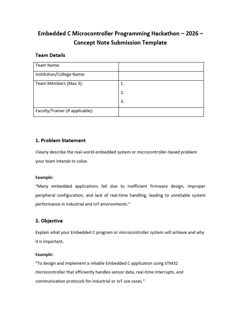 Embeeded C MCP Sample Hackathon Concept Note Template | PDF | Embedded ...