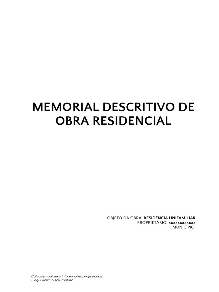 Modelo Memorial Descritivo Residencial | PDF | Argamassa (alvenaria ...