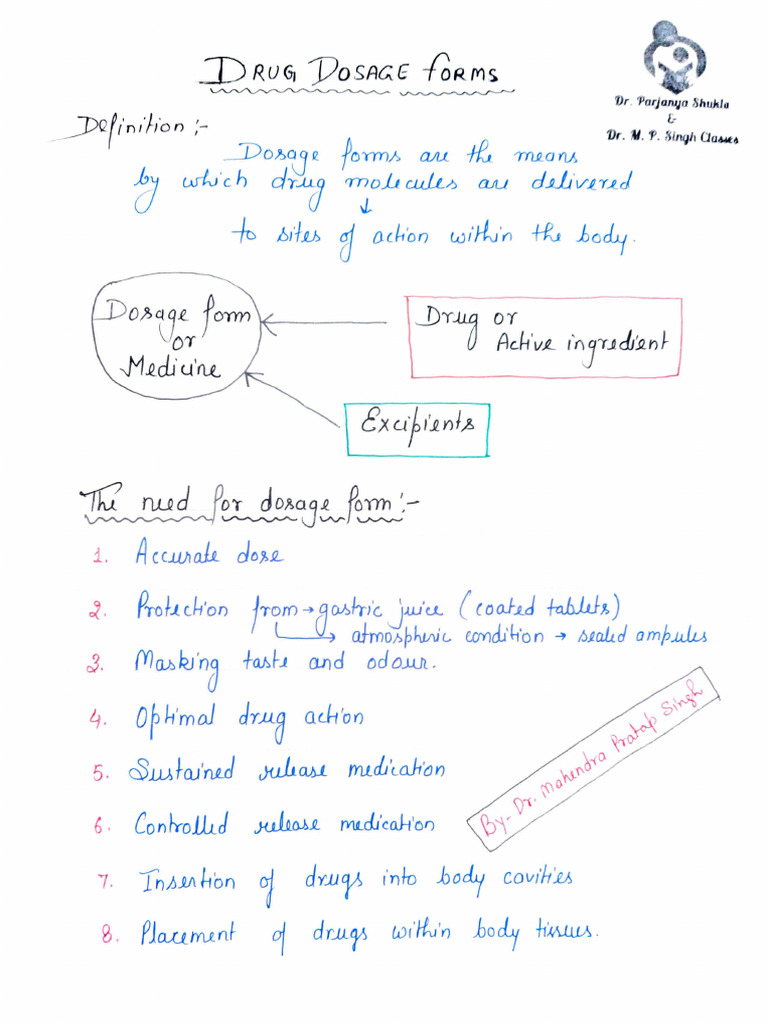 Dosage Forms Introduction & Classification | PDF | Pharmacy | Pharmacology