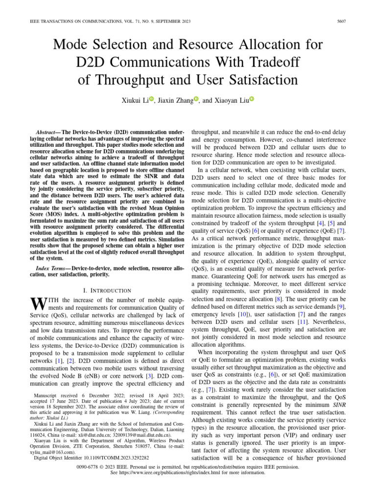 Mode Selection and Resource Allocation For D2D Communications With ...