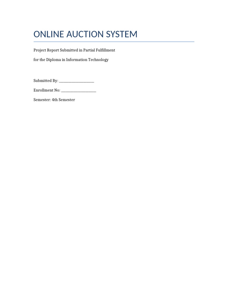 Online Auction System Project Report | PDF | Auction | Data Management